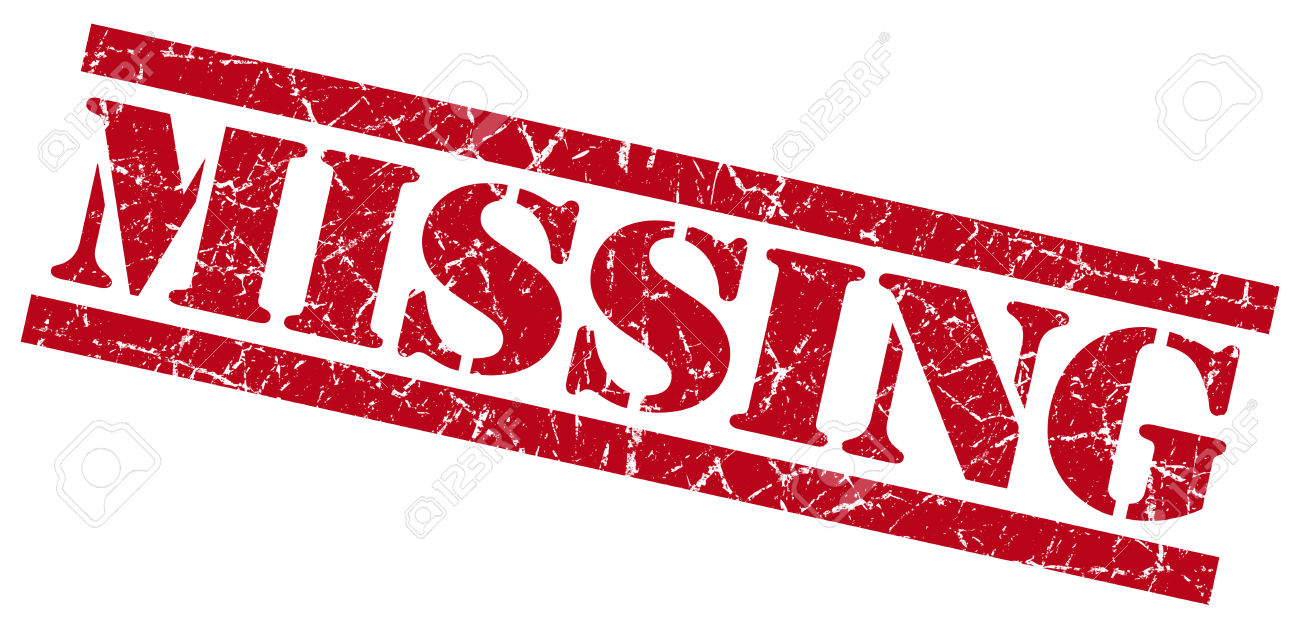 missing red grungy stamp on white background