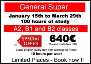 Intensive English classes in Valencia poster